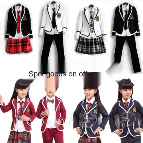 2020 Kids Teens Japanese Anime Cosplay Students Costume Girls British Style School Uniform Coat with Shirt Tie Mini Skirt Set