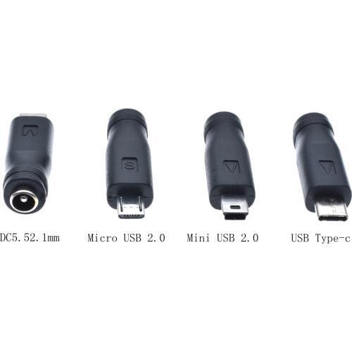 5V DC 5.5 * 2.1 mm Power Jack USB 3.1 Type C USB-C Type-c 5.5mm *2.1mm Mini USB Right & Micro USB DC Power Connector Adapter