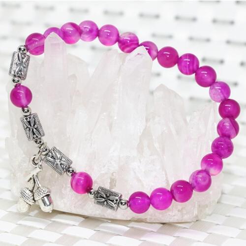 Factory price new design women bracelet natural stone agat onyx carnelian rose red round beads 6mm jewelry 7.5inch B1972