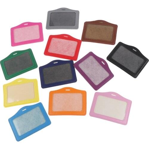 Hot sale 1Pc PU Card Case Holder multicolour Portable String Fashion ID Identity Badge