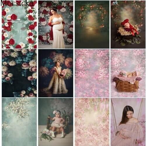 Photography Backdrop Retro Flowers Newborn Kids Photo Background Abstract Old Master Texture Floral Backdrop for Photography