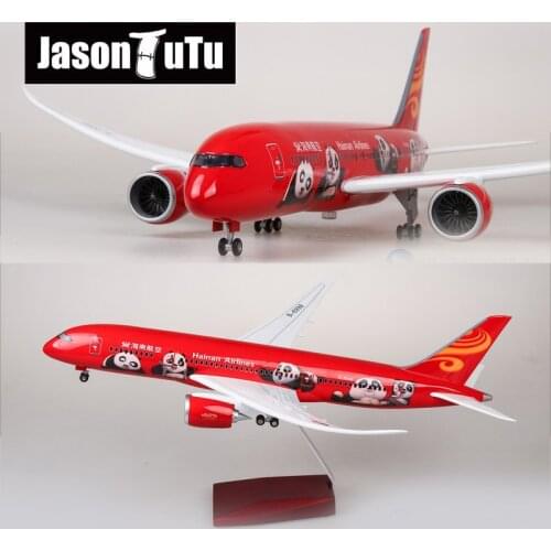 JASON TUTU 43cm Airplane Model Aircraft Hainan Airlines Panda Series Boeing B787 1/160 Scale Diecast Resin Light and Wheel Plane