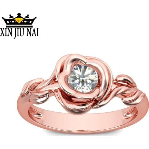 Retro Rose Shape Zircon Finger Rings for Women Micro-drill Rose Gold Color Couple Wedding Ring Simplicity Fashion Jewelry