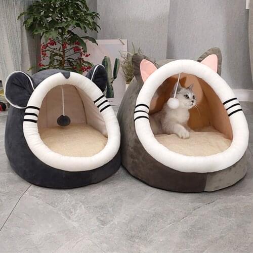 Cat Bed Indoor Pet Tent Warm Soft Cushion Novetly Huts Washable Cat Enclosed Tent Cave House Sleeping Beds Nest For Dog Cats