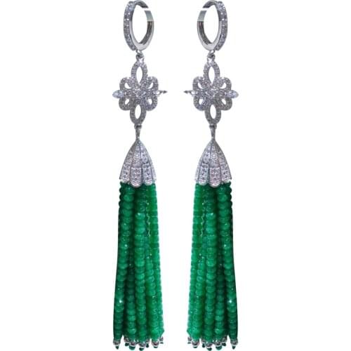 Hot sell European American styles natural green purple faced stone micro inlay zircon accessories earrings fashion jewelry