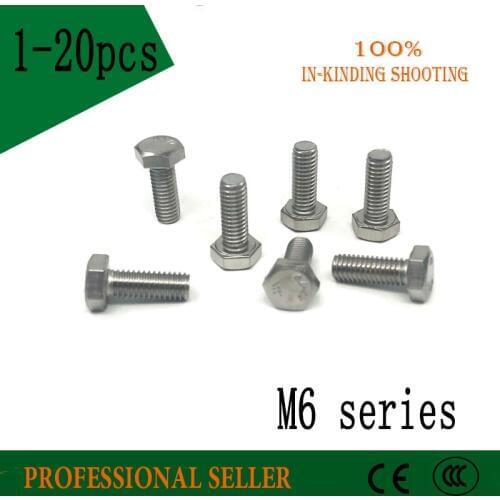 M6 series DIN933 External Hex Hexagon Head Screw Full Thread 304 Stainless Steel Bolt Machine Screws
