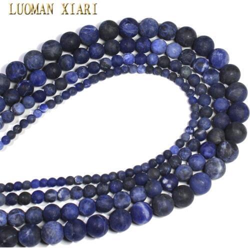 Matte Dull Polish Sodalite Blue Natural Stone Round Beads For Jewelry Making DIY Bracelet Necklace Strand 15'' 4/6/8/10 mm