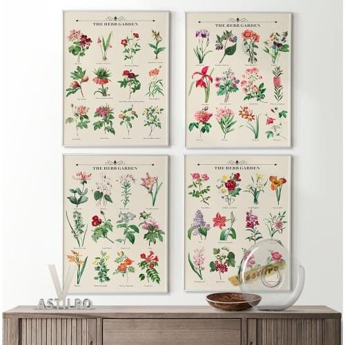 Minimalist Flowers Style Botanical Chart Printable Poster Art Prints Flower Shop Wall Decor Canvas Painting Room Home Decorate