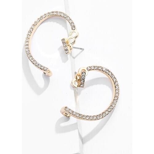 Fashion White CZ Zircon Stud Earrings for Women Trendy Charm Crystal Earrings C-shaped Ear Cuffs Wedding Party Jewelry