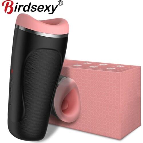 Real Sucking Male Masturbator Heating Strong Clip Suction Blowjob Deep Throat Automatic Masturbation Cup Oral Sex Toys For Men