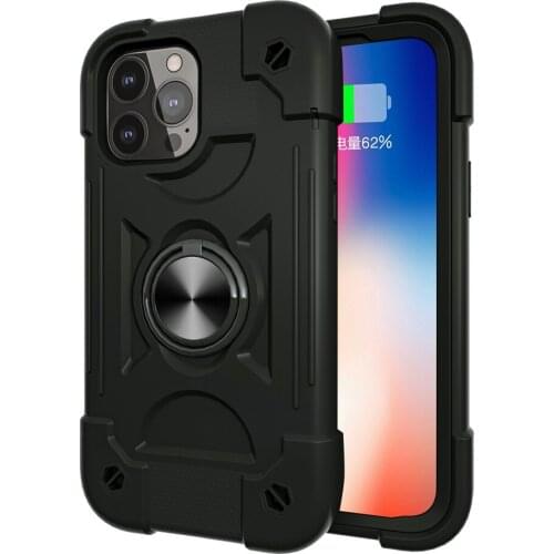Mans Shockproof 3 in 1 pc silicone shell Phone Case For IPhone 12Pro Max Phone Case 11 Pro XS XR Plus ring holder back cover