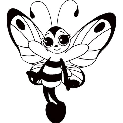 15CM*13.5CM Fashion Butterfly Bee Girl Faerie Car Window Laptop Decal Pvc Cute and Interesting Waterproof Auto Stickers
