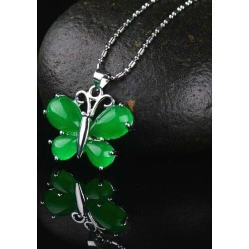 Natural Green Hetian Jade Butterfly Pendant 925 Silver Necklace Chinese Jadeite Amulet Fashion Charm Jewelry Gifts for Women Her