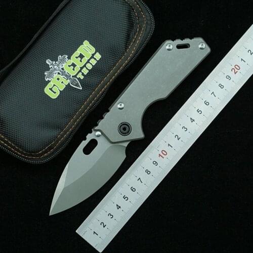 Green thorn 75AR D2 steel folding knife titanium alloy handle outdoor camping survival kitchen fruit knife EDC tool knife
