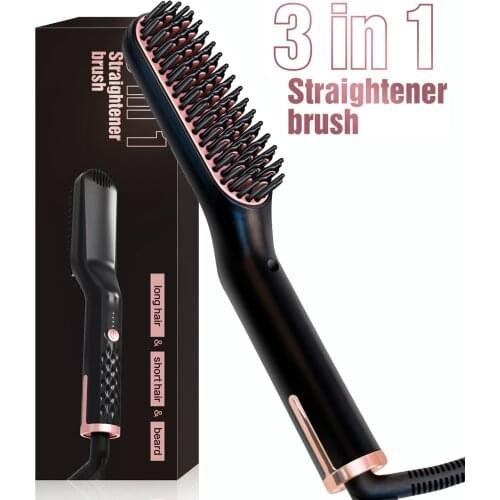 Hair Straightener Brush Hot Comb Mens Beard Straightener Multifunctional Hair Comb Brush Hair Curler Iron Hair Styling Tools