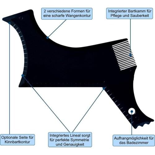 Black Beard Styling Template Comb for Men Stencil Hair Beard Comb Lightweight and Flexible Beard Shaping Tool