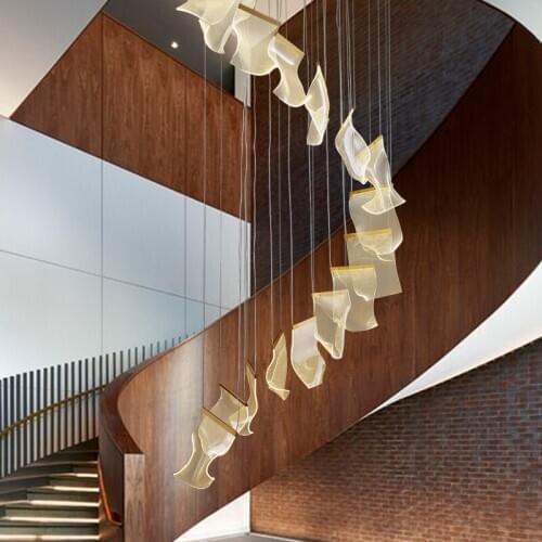 Modern LED chandelier Nordic living room ring hanging lights bedroom fixtures stair lighting home illumination long pendant lamp