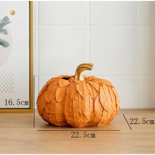 Pumpkin Statue Resin Fruits Vases Ornaments Figurines Leaf Wrap Pumpkins Flower Arrangement Modern Home Decor can CSV