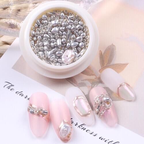 TSZS High Quality Nail Art Pearl Irregular Accessories Gold Sliver Mix Nail Art Decoration supplies
