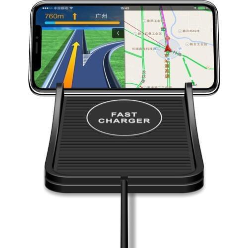 Universal Wireless Car Charger Wireless QI Charging Pad, Soft Silicone Charging Mat with GPS Holder Car Mount