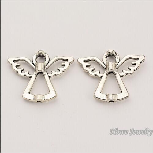 50 pcs Vintage Charms Angel connector Pendant Antique silver Fit Bracelets Necklace DIY Metal Jewelry Making
