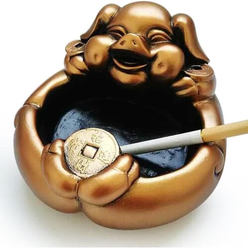 NEWYEARNEW 1piece Resin Mascot Rich Pig Ashtray For Car Creative Luck Cigarettes Ash Tray Home Furnishing Decoration