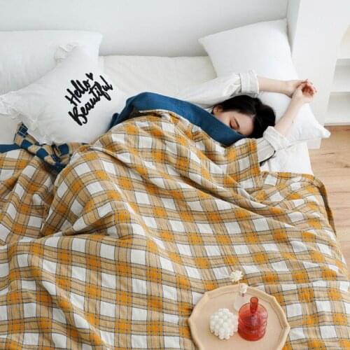 Japanese Leisure blanket and throw 100% cotton gauze Bedspread dormitory nap air conditioning blanket soft boho decor sofa towel