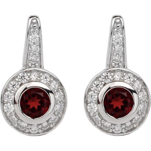 Women Red Garnet Stud Earrings 925 Sterling Silver Jewelry Round Charm 5mm Gemstone January Capricorn Birthstone E032RGN