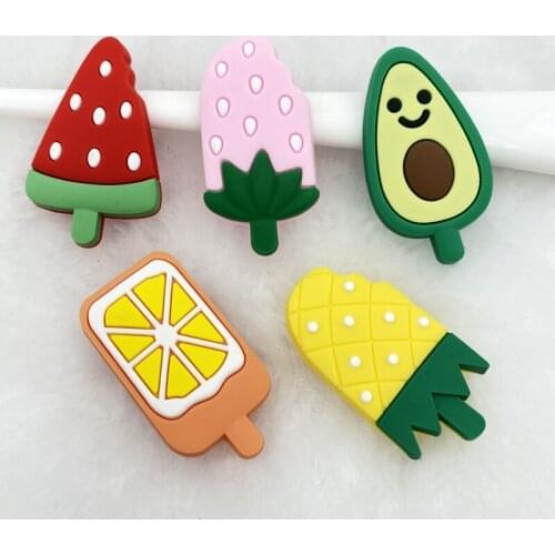 10pcs cute PVC Fruit popsicle flexible glue Flat back DIY Scrapbook Embellishment Phone Craft Decoration D62