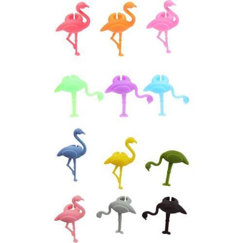 12pcs Silicone Wine Glass Marker Flamingo Design Wine Glass Recognizer Cup Distinguisher For Home Party Banquet Kitchen Tool