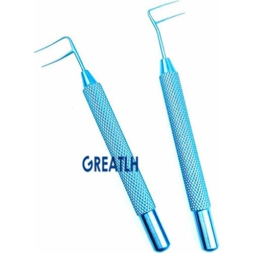 2pcs Trabeculotome Hook Ophthalmic Left Right Set Veterinary Ophthalmic Titanium Eye Tools