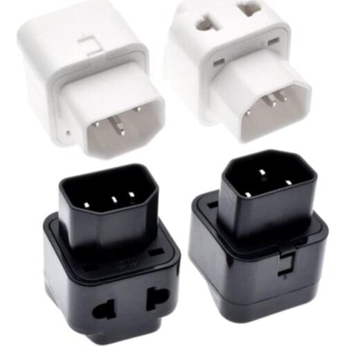 2 IN 1 - Universal to IEC320 C14 Male Plug Electrical Plug Adapter AC100~250V 10A Black / White