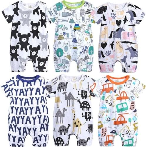 2021 New Born Baby Boys Girls Cartoon Clothing Summer Thin Short Sleeved Rompers Infant Animal Costumes Baby Boutique Clothes