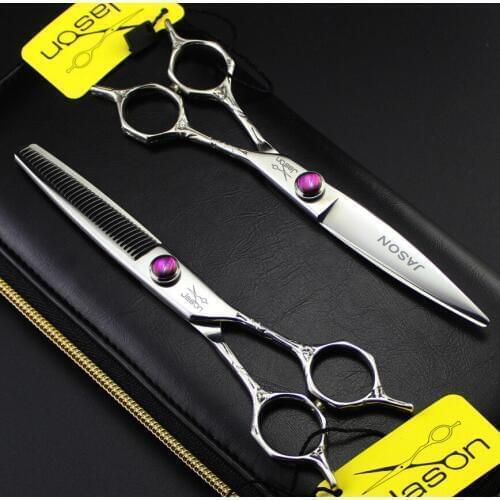 336# 5.5'' Brand Jason TOP GRADE Hairdressing Scissors JP 440C Bang Cut Barberss Cutting Scissors Thinning Shears Hair Scissors