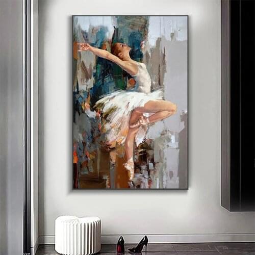 Dancing Ballerina Abstract Oil Paintings On Canvas Poster and Prints Modern Art Ballet Girl Wall Picture Home Decoration Cuadros