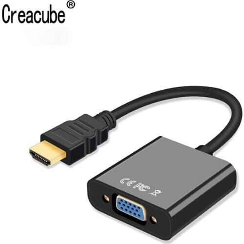 Creacube 1080P HDMI-compatible Male to VGA Female Video Converter Adapter Digital to Analog Audio for PC Laptop Tablet Projector