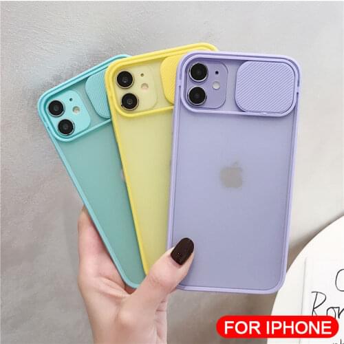 Slide Camera Lens Protection Phone Case For iPhone 12 Pro 11 Pro XR XS Max 6S 7 8 Plus X Matte Transparent Soft Back Cover Shell