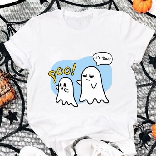 Colored Poo Its Boo T-shirt Kawaii Ghost BOO Halloween Tshirt Funny Women Autumn Spooky Season Holiday Tee Shirt Top