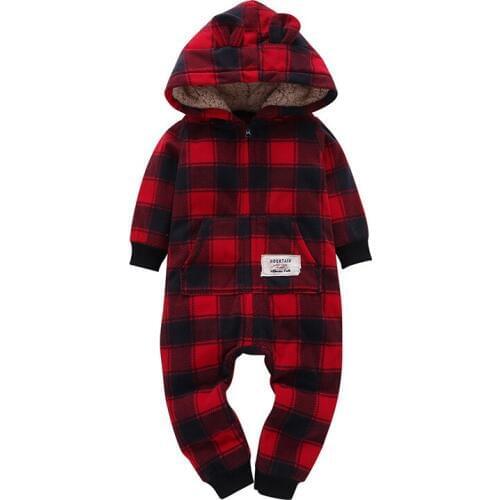 Baby Boy Girl Hooded Rompers Fleece Long Sleeve with Zipper and kids Bebes One-pieces Clothes COTTON Overalls