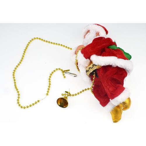 Electric Animated Climbing Santa Claus on Beads Chain Musical Moving Figure Christmas Ornament NSV775