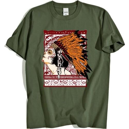 Mayan Primitive Tribe Hip Hop Print Tshirts Mens Oversize Vintage Tops Summer Loose Tshirts Crewneck Loose Streetwear Mens New