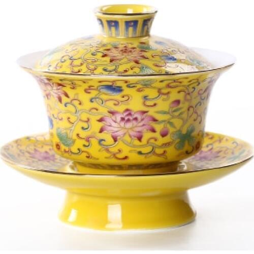Jingdezhen Ceramic Tea Tureen Enamel Cover Bowl Chinese Large KungFu Gaiwan Tea Cup Bowl Teaware Tea Ceremony Accessories