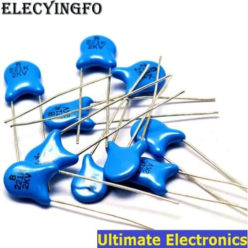 50pcs 220pF 221 2KV 0.22nF High Voltage Ceramic Disc Capacitor