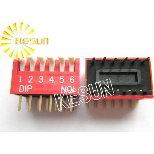 China Quality DP-06 Red 6P DIP Switch 2.54mm DIP-12 6 Position Encoder Switch x 100PCS