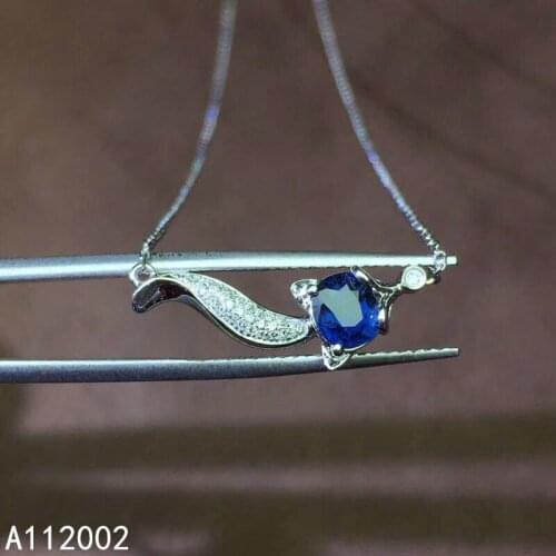 KJJEAXCMY Fine Jewelry Natural Sapphire 925 Sterling Silver New Women Gemstone Pendant Necklace Chain Support Test Lovely