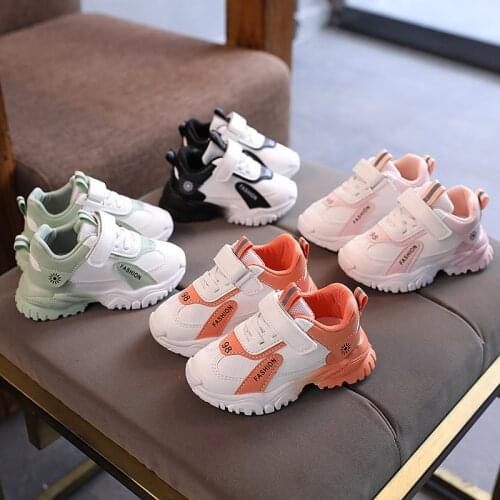 Spring New Breathable Childrens Sports Shoes Little Student Shoes Flat Boys Running Sneaker Shoes Girls Chunky Sneaker
