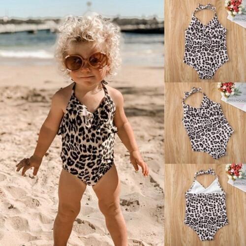 2020 Baby Girl Swimwear swimsuit fused Leopard Print Bikini Swimming Suit girls swimwear for kids Beachwear Summer Clothes 6M-5Y