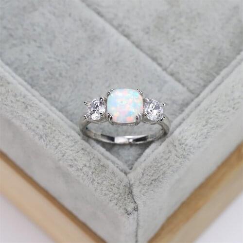 Best selling European and American S925 silver fashion wedding ring zircon Opal round crystal luxury jewelry womens gift
