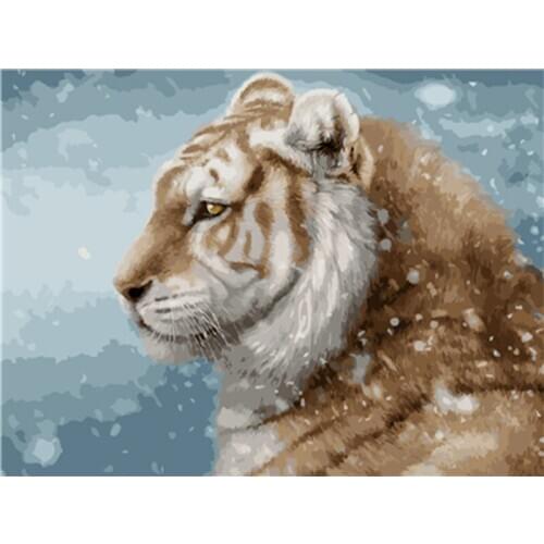 Frame Snow Tigers Animals DIY Painting By Numbers Kits Acrylic Paint By Number Unique Gift For Home Decor 40x50cm Arts