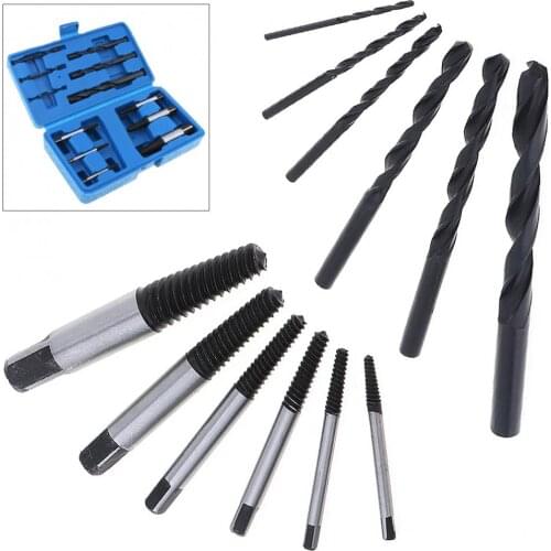 6pcs Broken Screw Extractor Remover Bolt Easy Remove Out Drill + 6pcs Twist Drill Spiral Drill Bit Set New